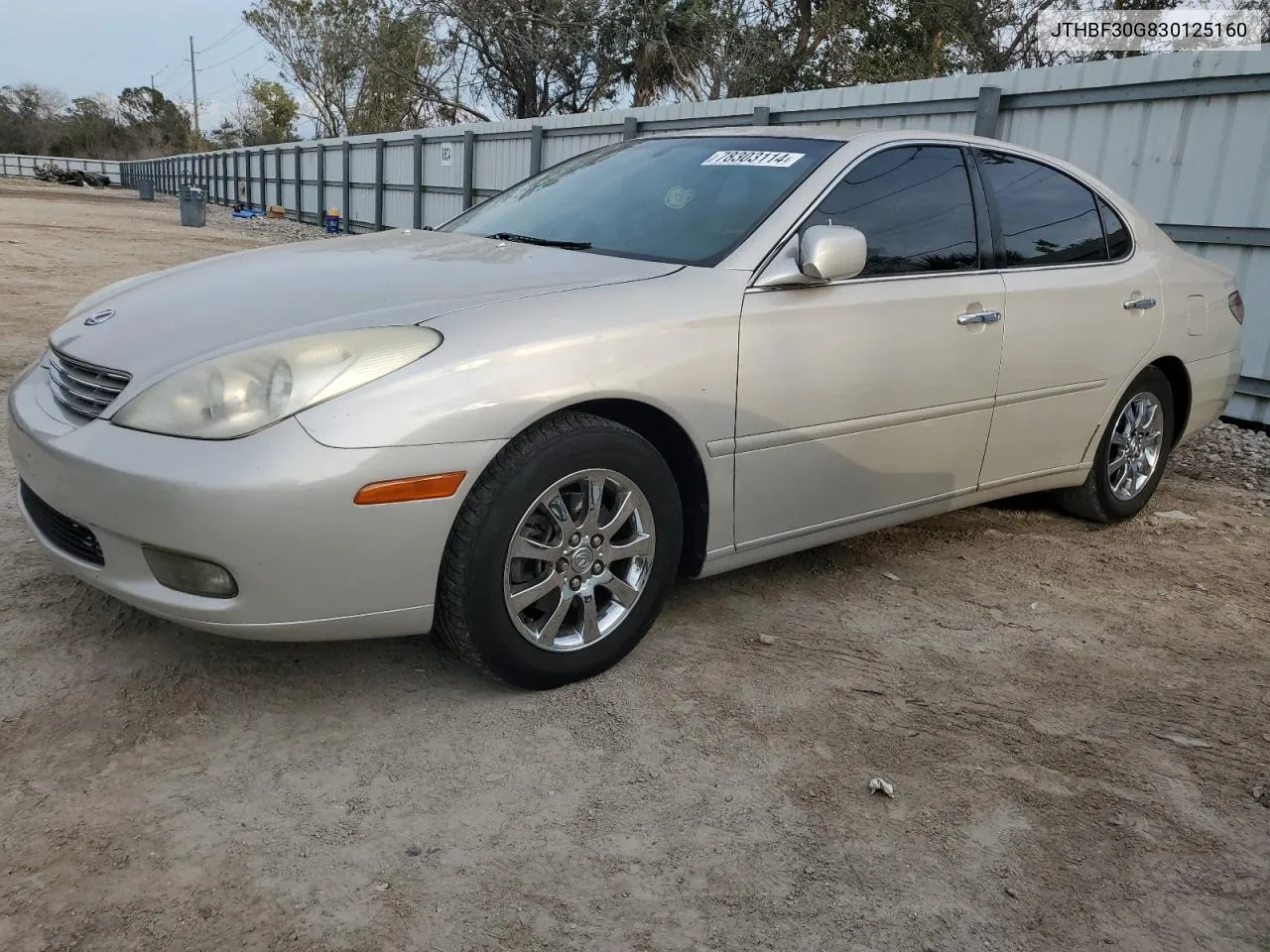 2003 Lexus Es 300 VIN: JTHBF30G830125160 Lot: 78303114