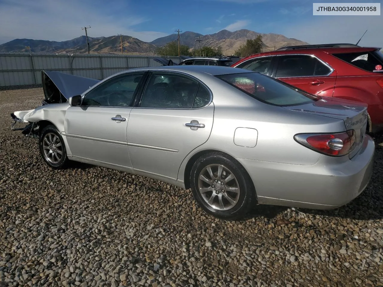 2004 Lexus Es 330 VIN: JTHBA30G340001958 Lot: 72187464