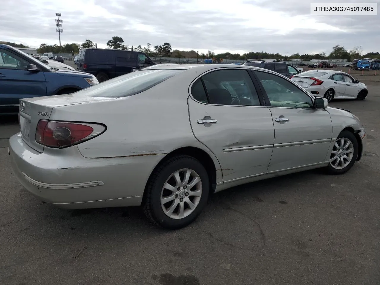 2004 Lexus Es 330 VIN: JTHBA30G745017485 Lot: 73056534