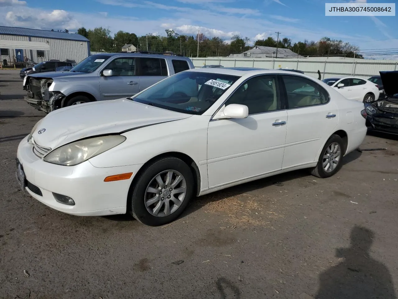 2004 Lexus Es 330 VIN: JTHBA30G745008642 Lot: 74951824