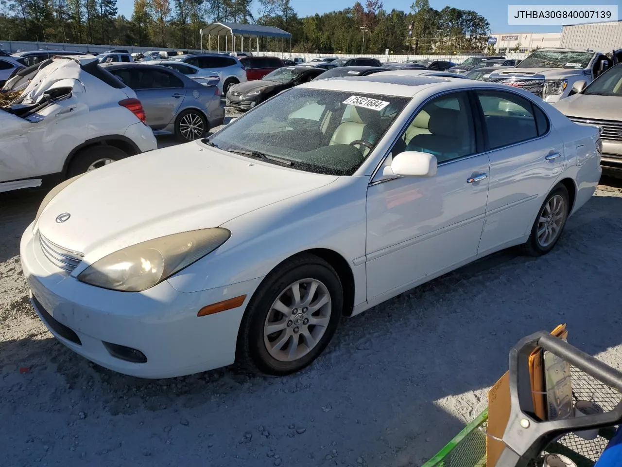 2004 Lexus Es 330 VIN: JTHBA30G840007139 Lot: 75321684