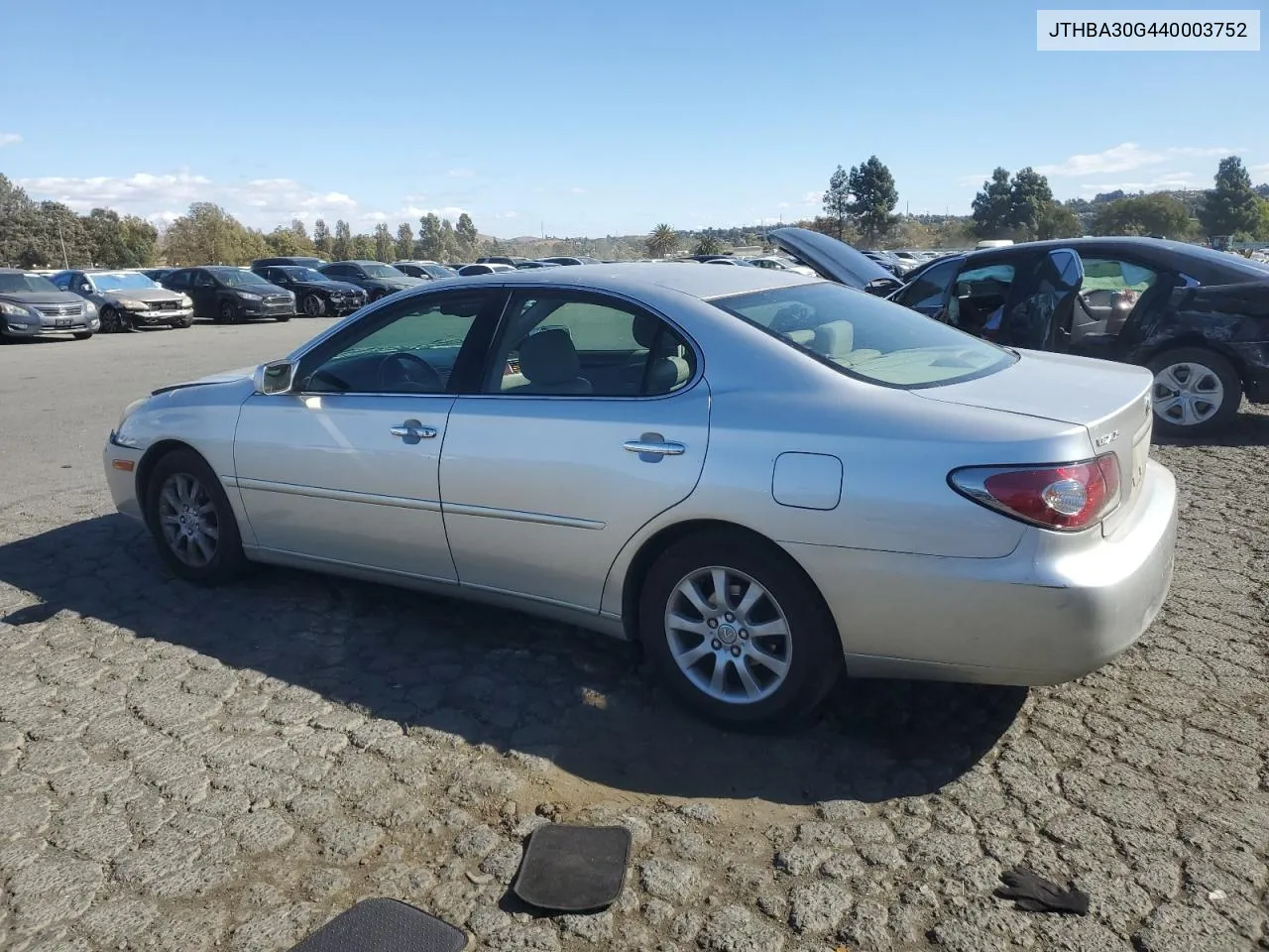 2004 Lexus Es 330 VIN: JTHBA30G440003752 Lot: 75740924