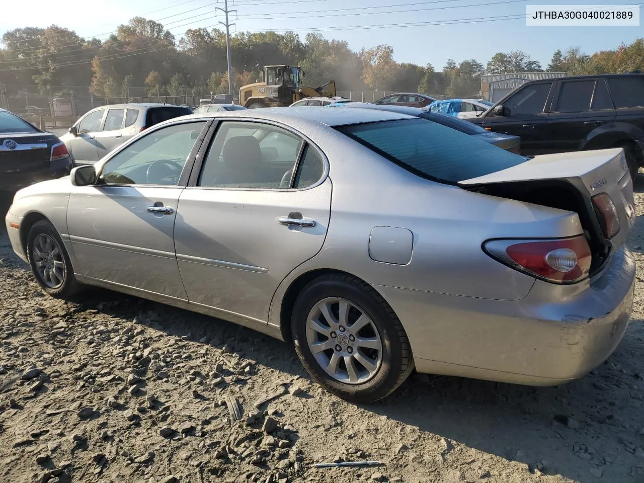 2004 Lexus Es 330 VIN: JTHBA30G040021889 Lot: 77327544