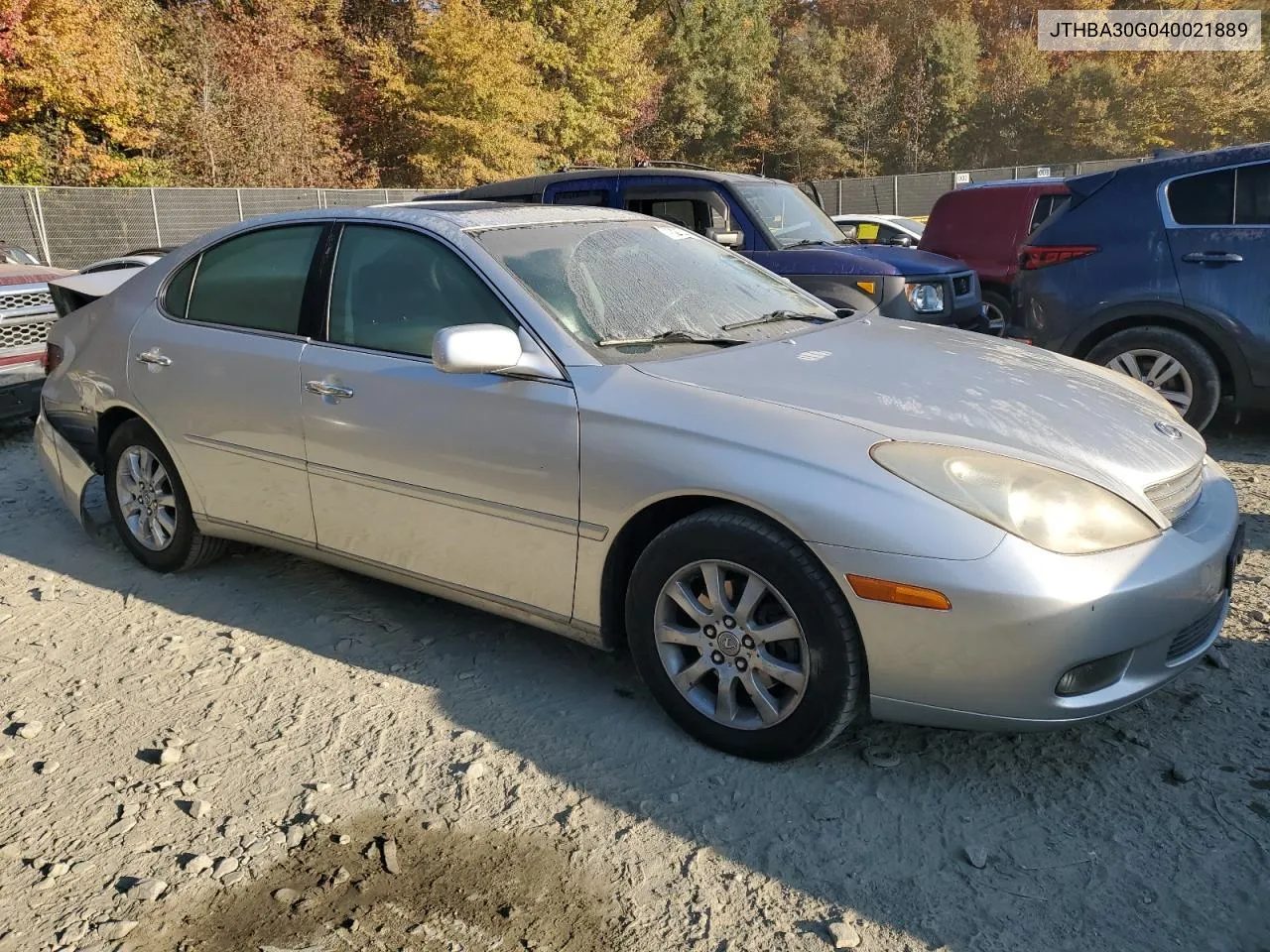 2004 Lexus Es 330 VIN: JTHBA30G040021889 Lot: 77327544