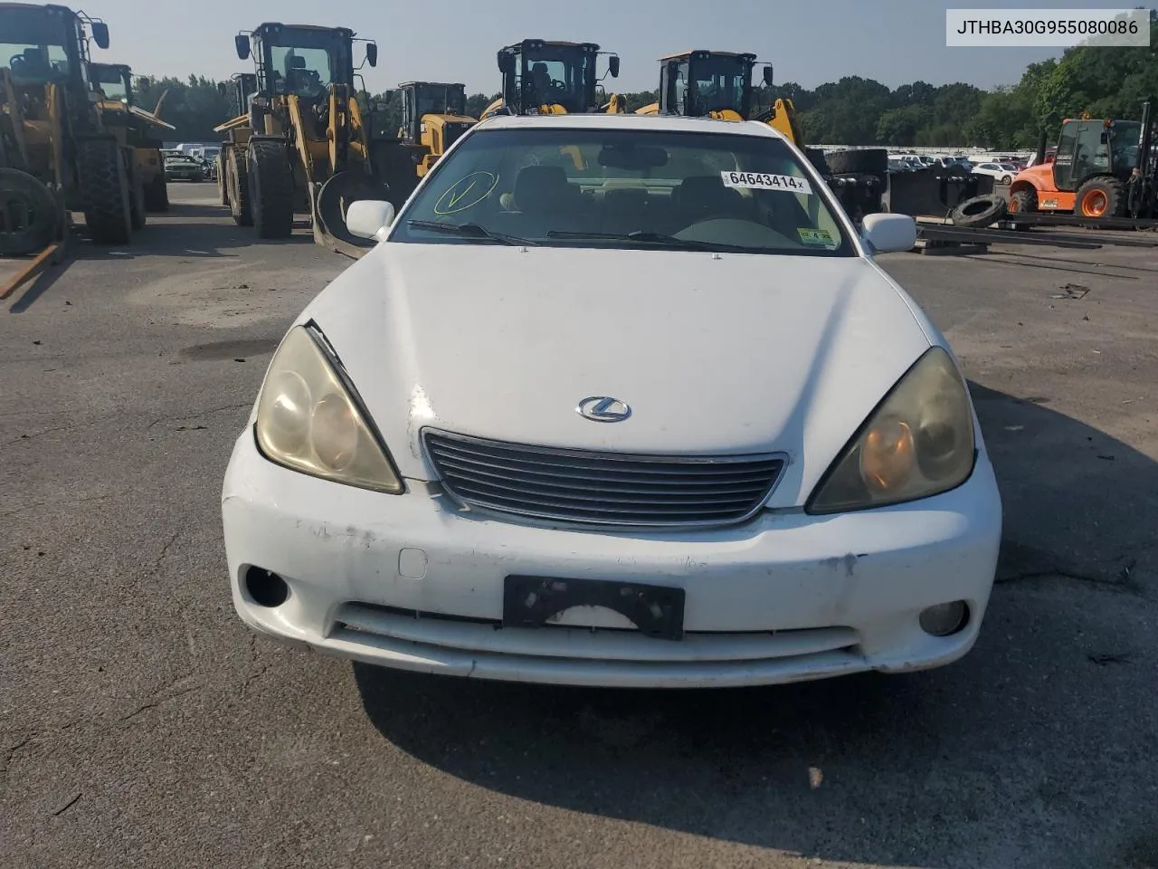 2005 Lexus Es 330 VIN: JTHBA30G955080086 Lot: 64643414