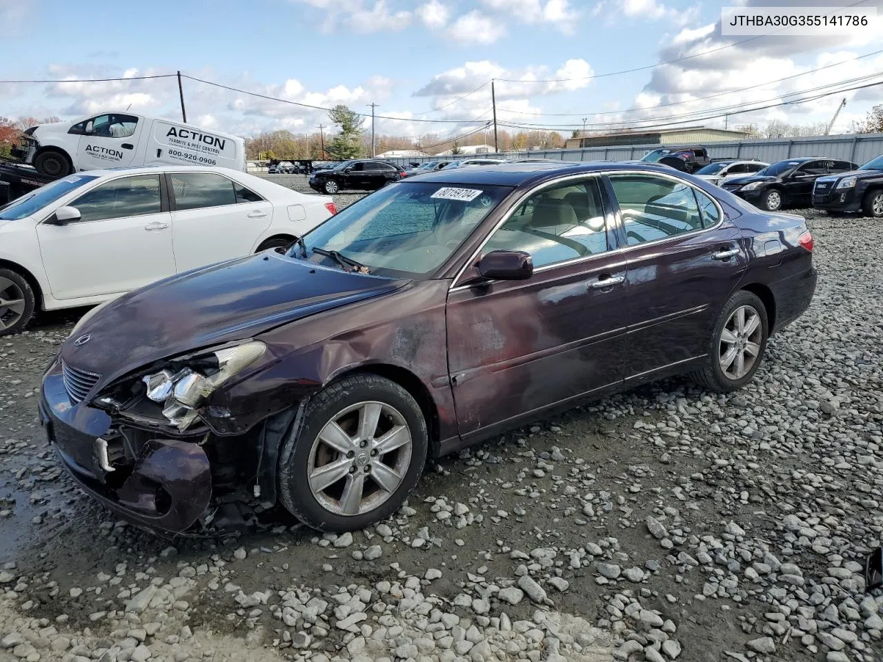 2005 Lexus Es 330 VIN: JTHBA30G355141786 Lot: 80159704