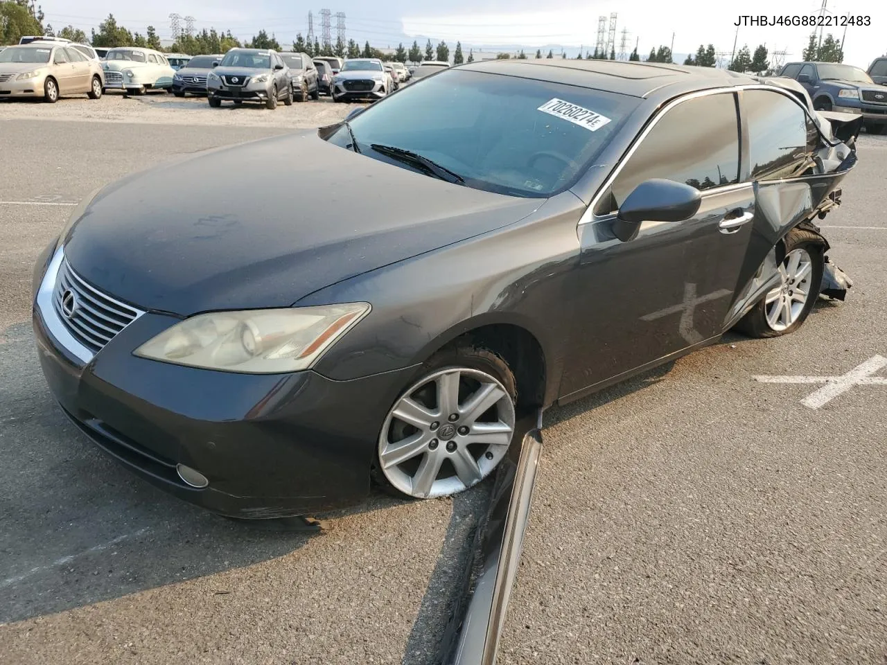 2008 Lexus Es 350 VIN: JTHBJ46G882212483 Lot: 70260274