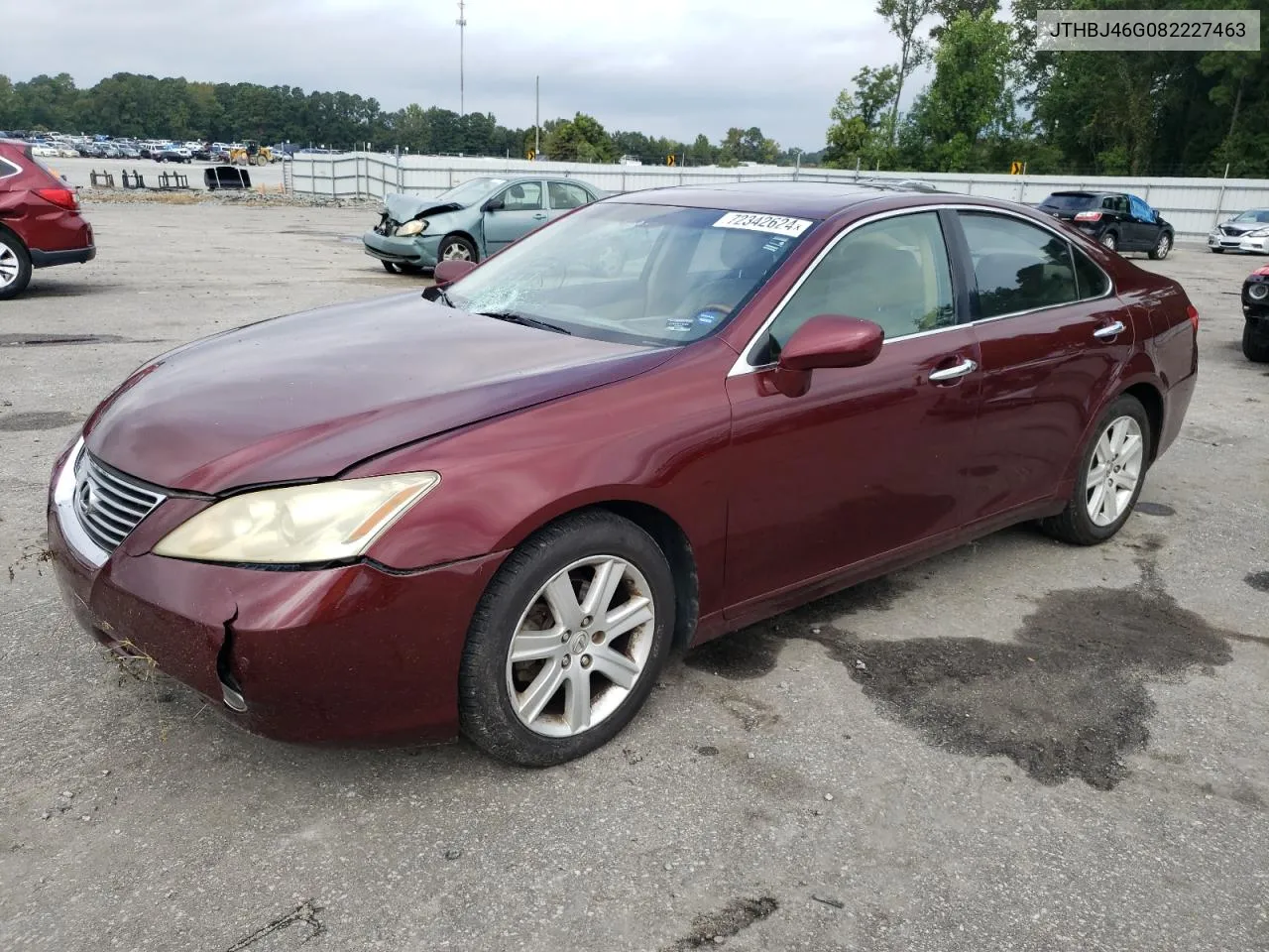 2008 Lexus Es 350 VIN: JTHBJ46G082227463 Lot: 72342624