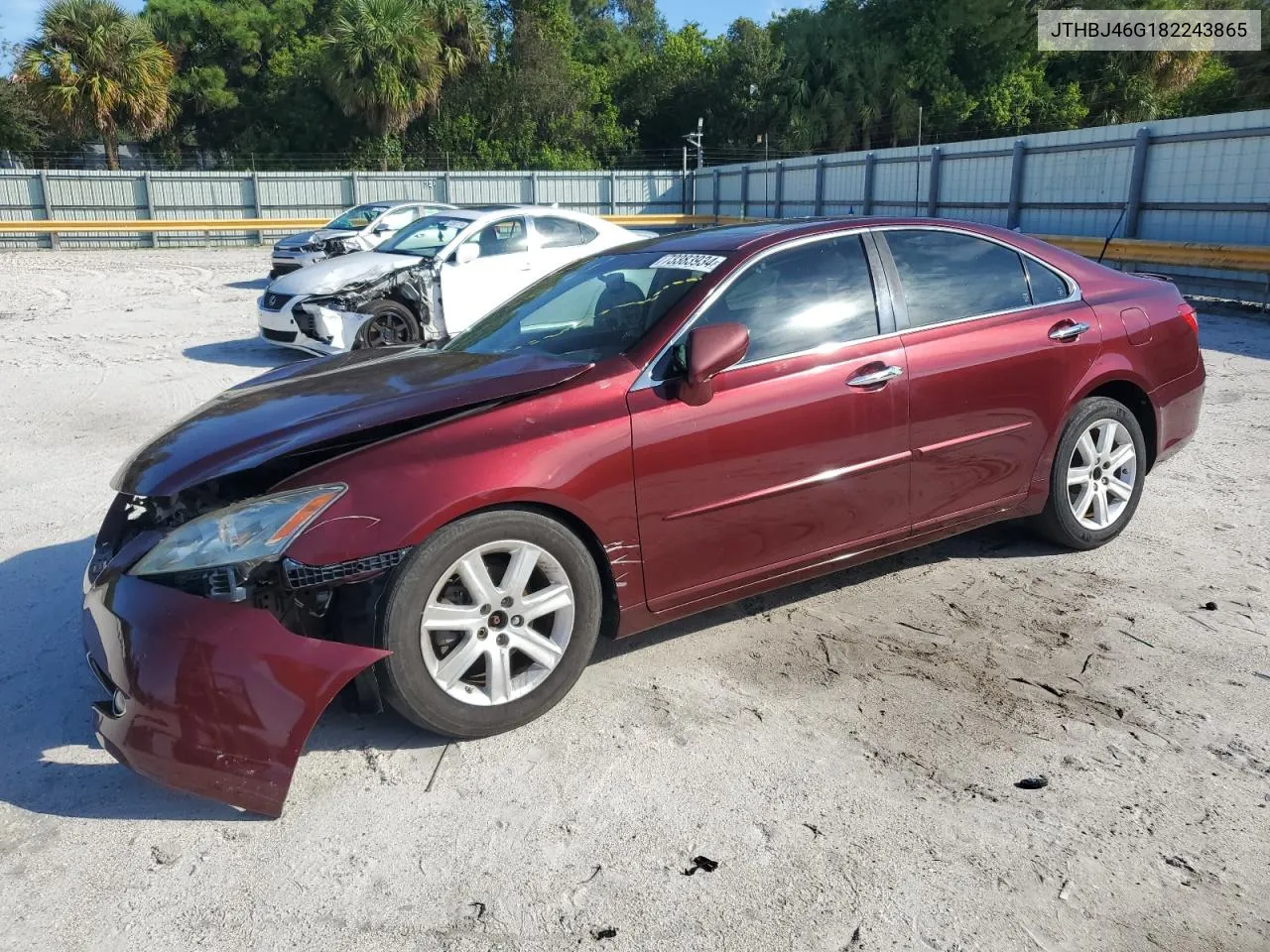 2008 Lexus Es 350 VIN: JTHBJ46G182243865 Lot: 73383934