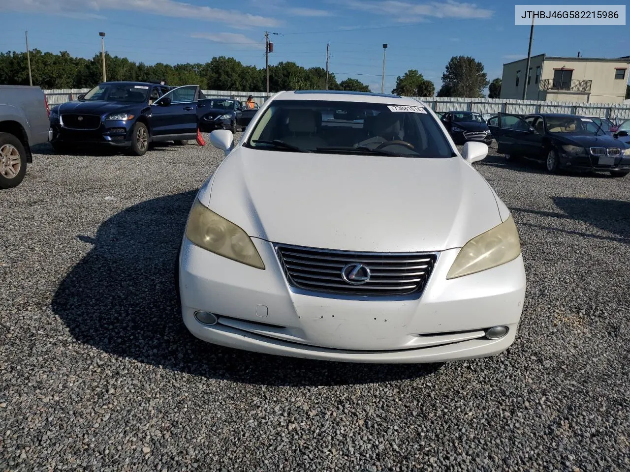 2008 Lexus Es 350 VIN: JTHBJ46G582215986 Lot: 73881014