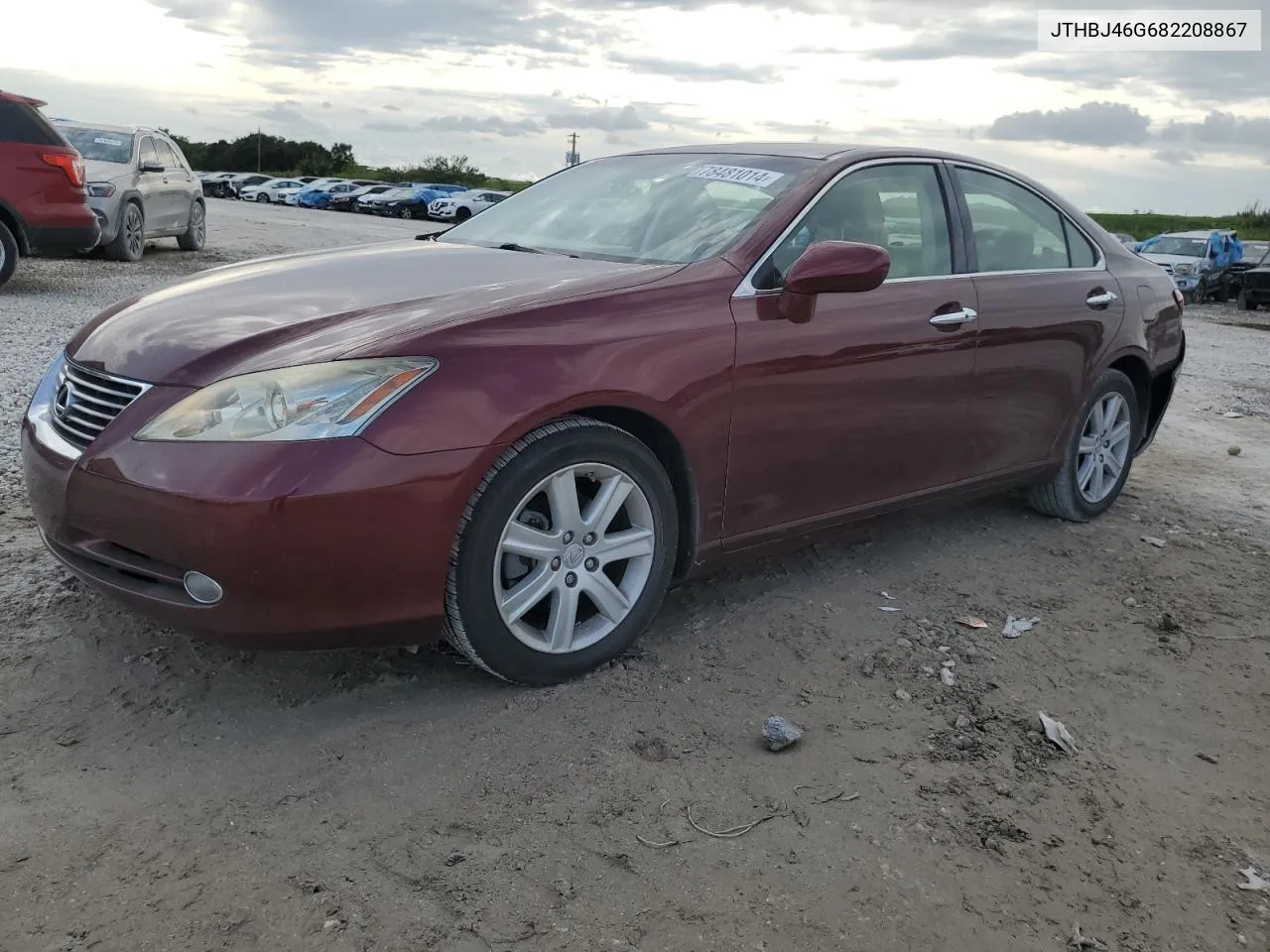 2008 Lexus Es 350 VIN: JTHBJ46G682208867 Lot: 78481014