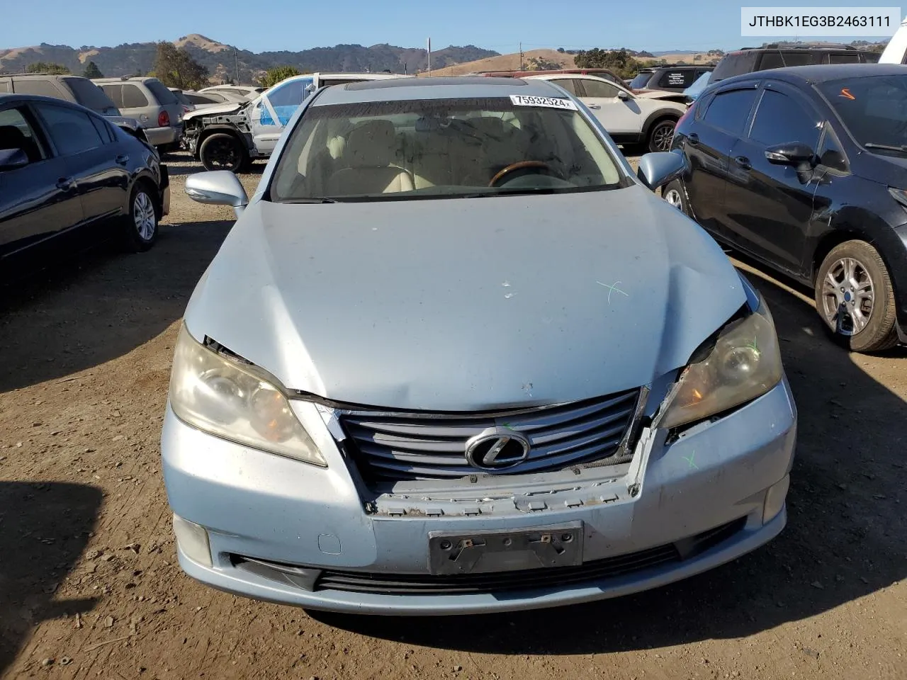 2011 Lexus Es 350 VIN: JTHBK1EG3B2463111 Lot: 75932524