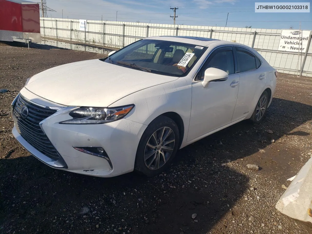 2016 Lexus Es 300H VIN: JTHBW1GG0G2103318 Lot: 72163154