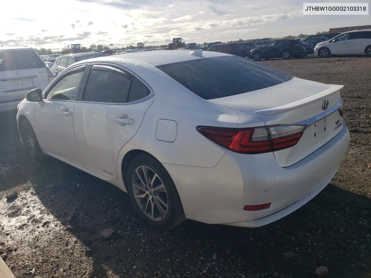 2016 Lexus Es 300H VIN: JTHBW1GG0G2103318 Lot: 72163154