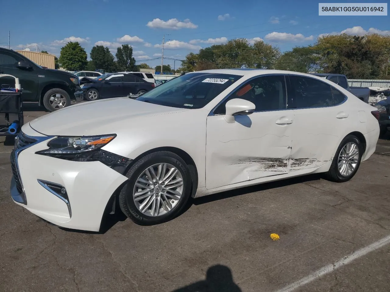 2016 Lexus Es 350 VIN: 58ABK1GG5GU016942 Lot: 72255294