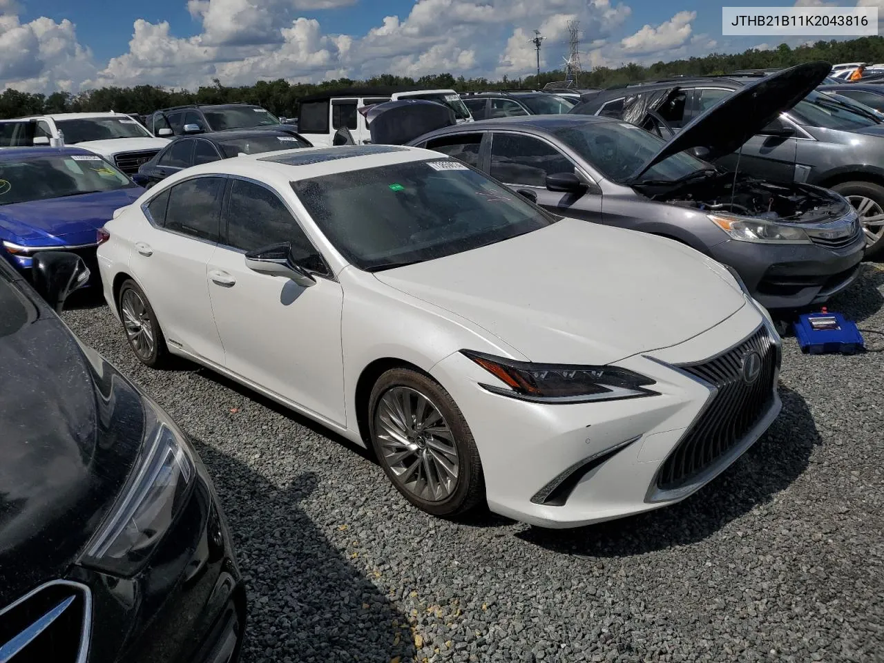 2019 Lexus Es 300H VIN: JTHB21B11K2043816 Lot: 73859614