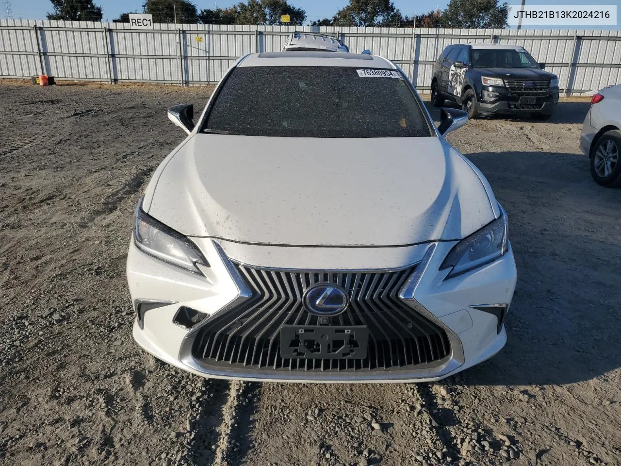 2019 Lexus Es 300H VIN: JTHB21B13K2024216 Lot: 76380954