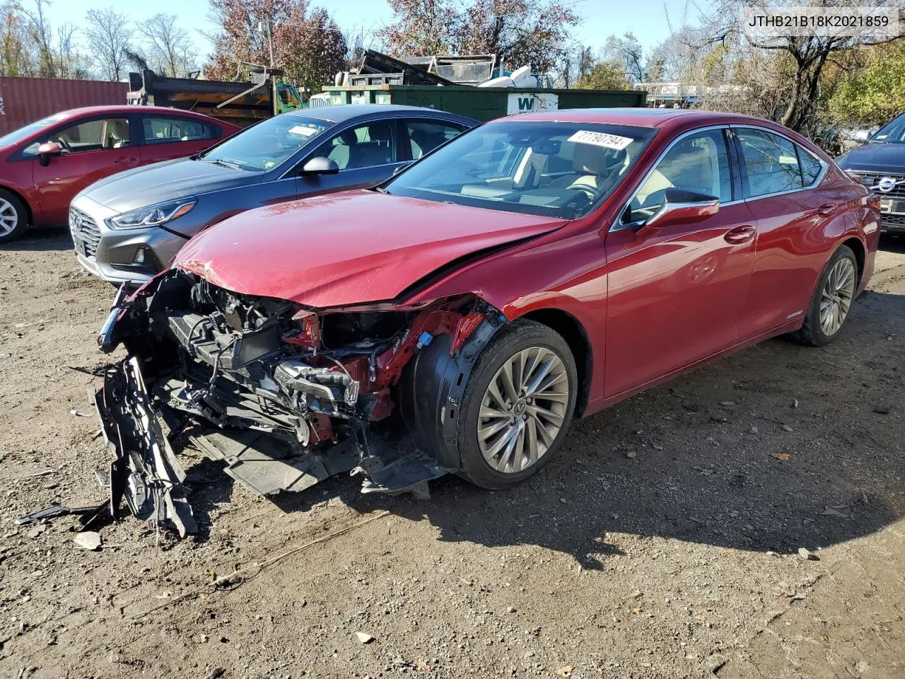 2019 Lexus Es 300H VIN: JTHB21B18K2021859 Lot: 77790794