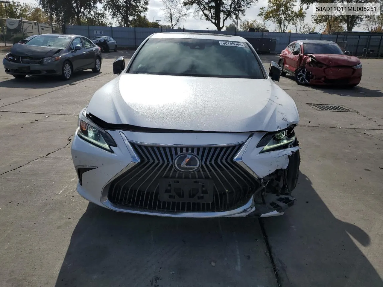 2021 Lexus Es 250 Base VIN: 58AD11D11MU005251 Lot: 80706984