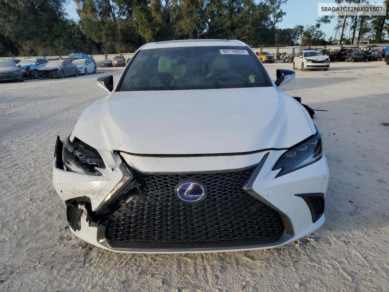 2022 Lexus Es 300H Base VIN: 58AGA1C12NU021507 Lot: 80716024