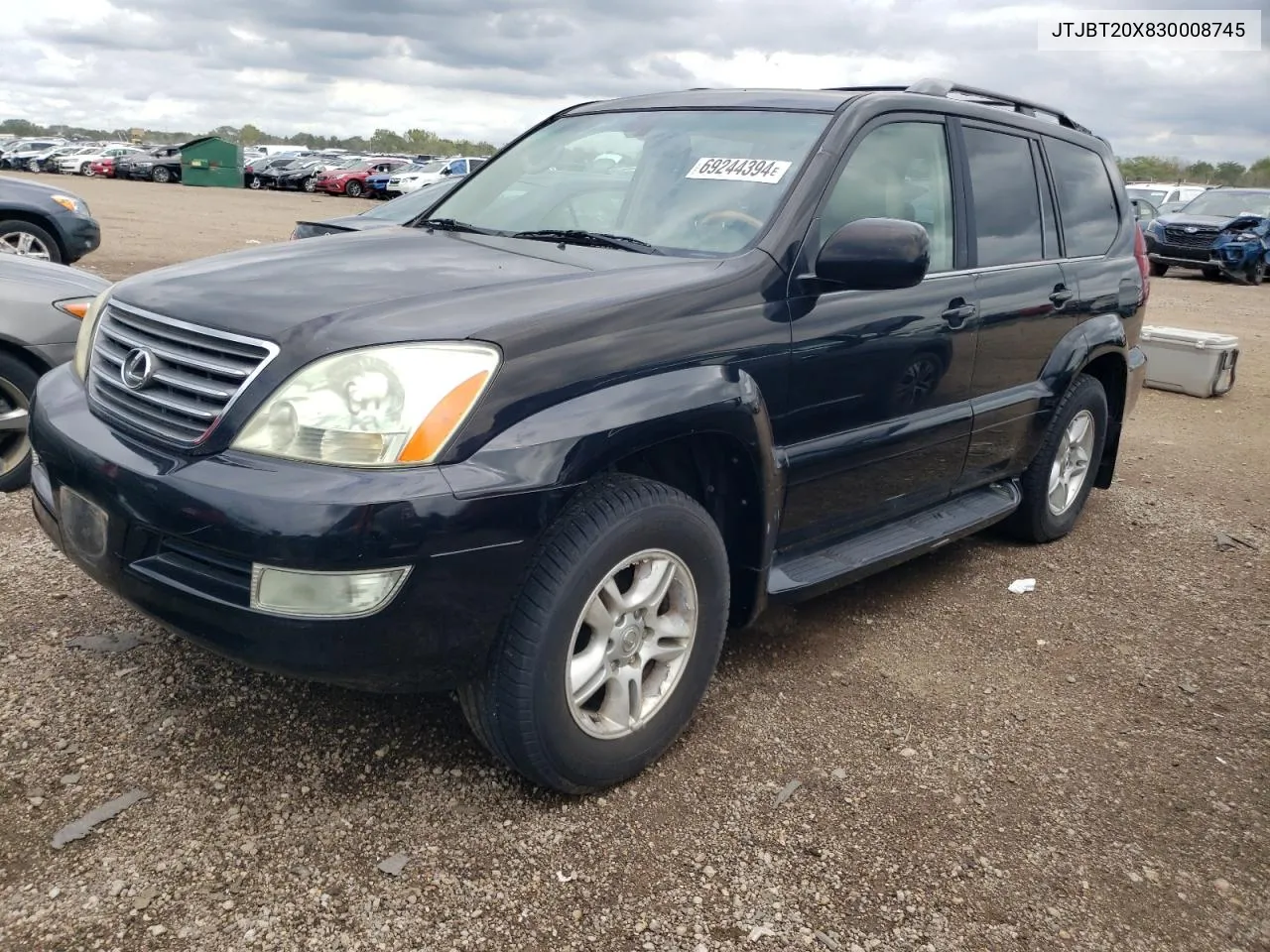 2003 Lexus Gx 470 VIN: JTJBT20X830008745 Lot: 69244394