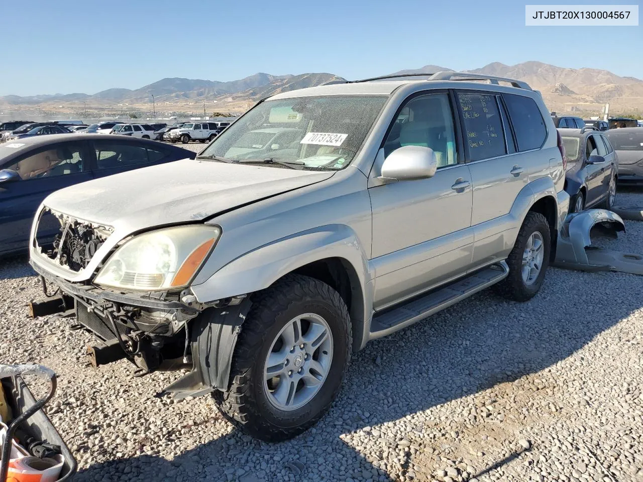 2003 Lexus Gx 470 VIN: JTJBT20X130004567 Lot: 70737524