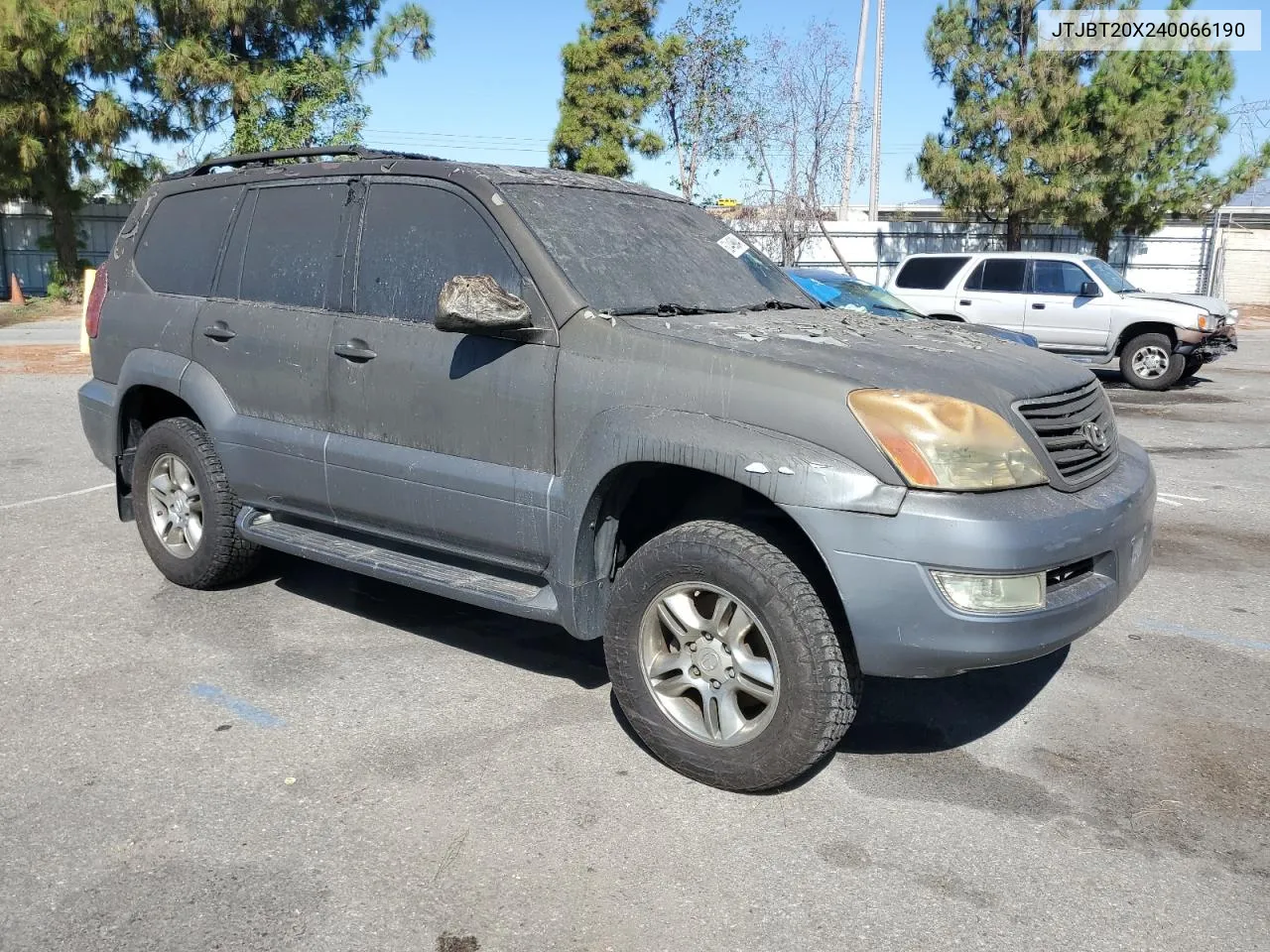 2004 Lexus Gx 470 VIN: JTJBT20X240066190 Lot: 62449904