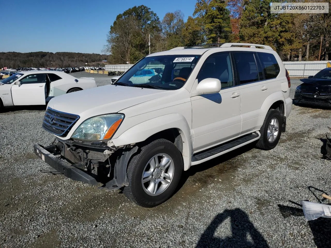 2006 Lexus Gx 470 VIN: JTJBT20X860122703 Lot: 80768374