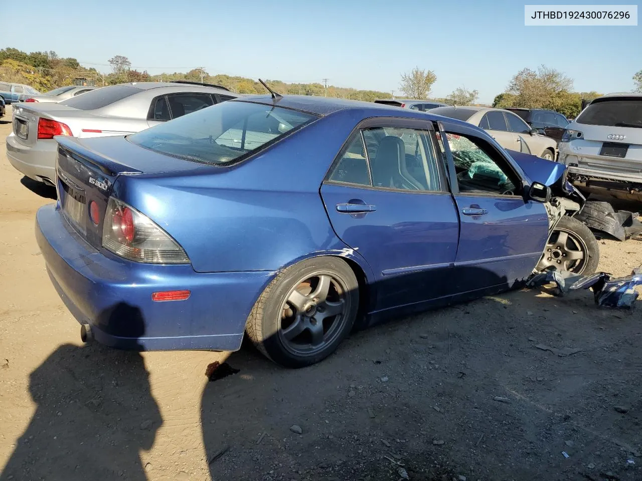 2003 Lexus Is 300 VIN: JTHBD192430076296 Lot: 77283624