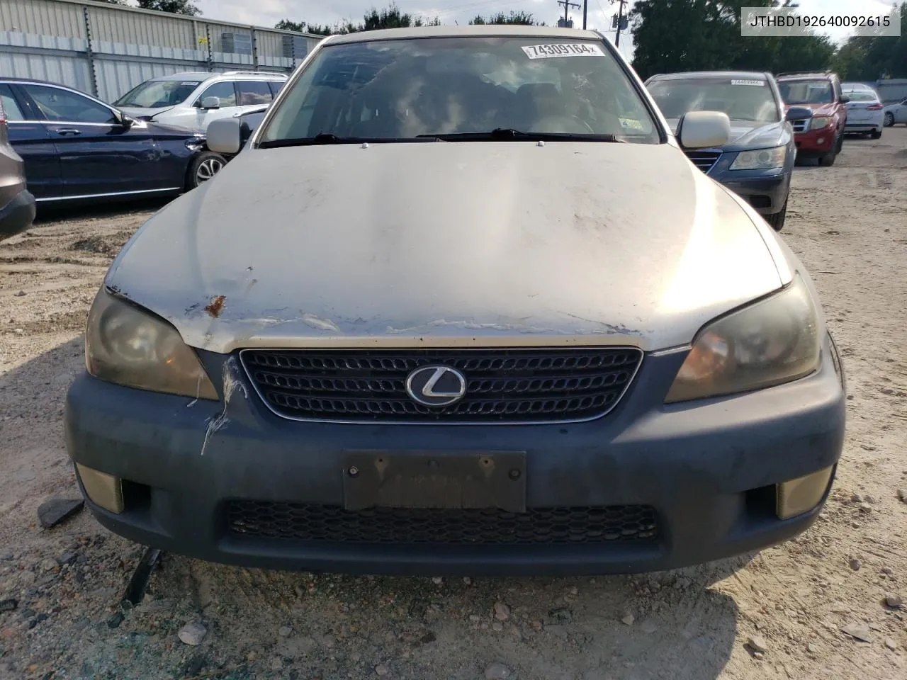 2004 Lexus Is 300 VIN: JTHBD192640092615 Lot: 74309164