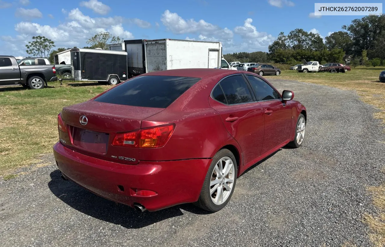 2006 Lexus Is 250 VIN: JTHCK262762007289 Lot: 78904224