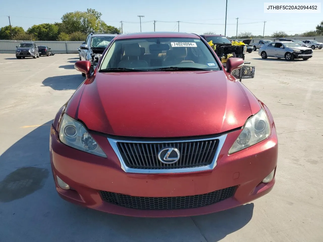 2010 Lexus Is 250 VIN: JTHBF5C20A2094452 Lot: 74024094