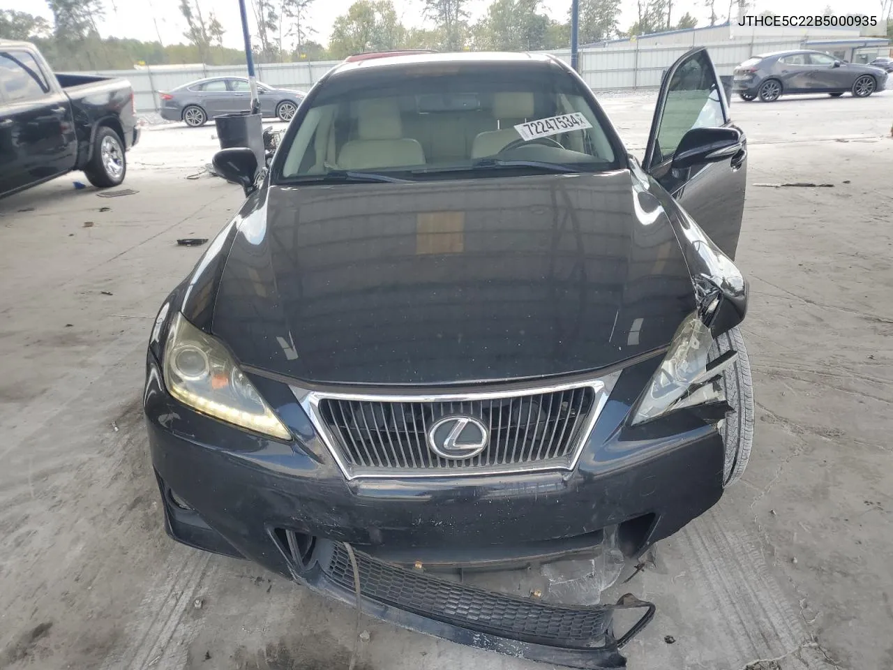 2011 Lexus Is 350 VIN: JTHCE5C22B5000935 Lot: 72247534