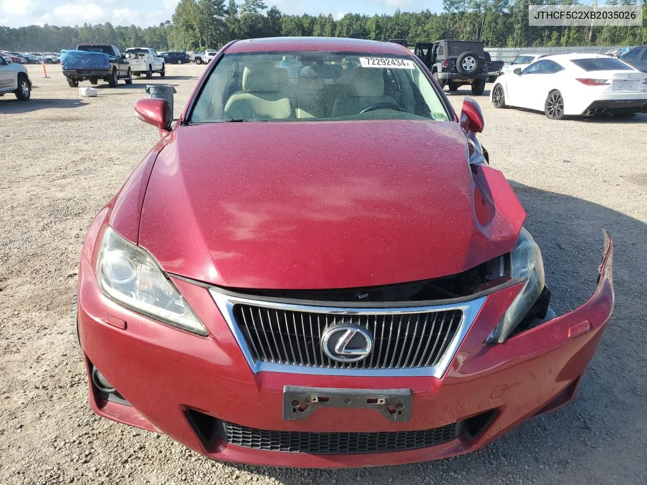 2011 Lexus Is 250 VIN: JTHCF5C2XB2035026 Lot: 72292434