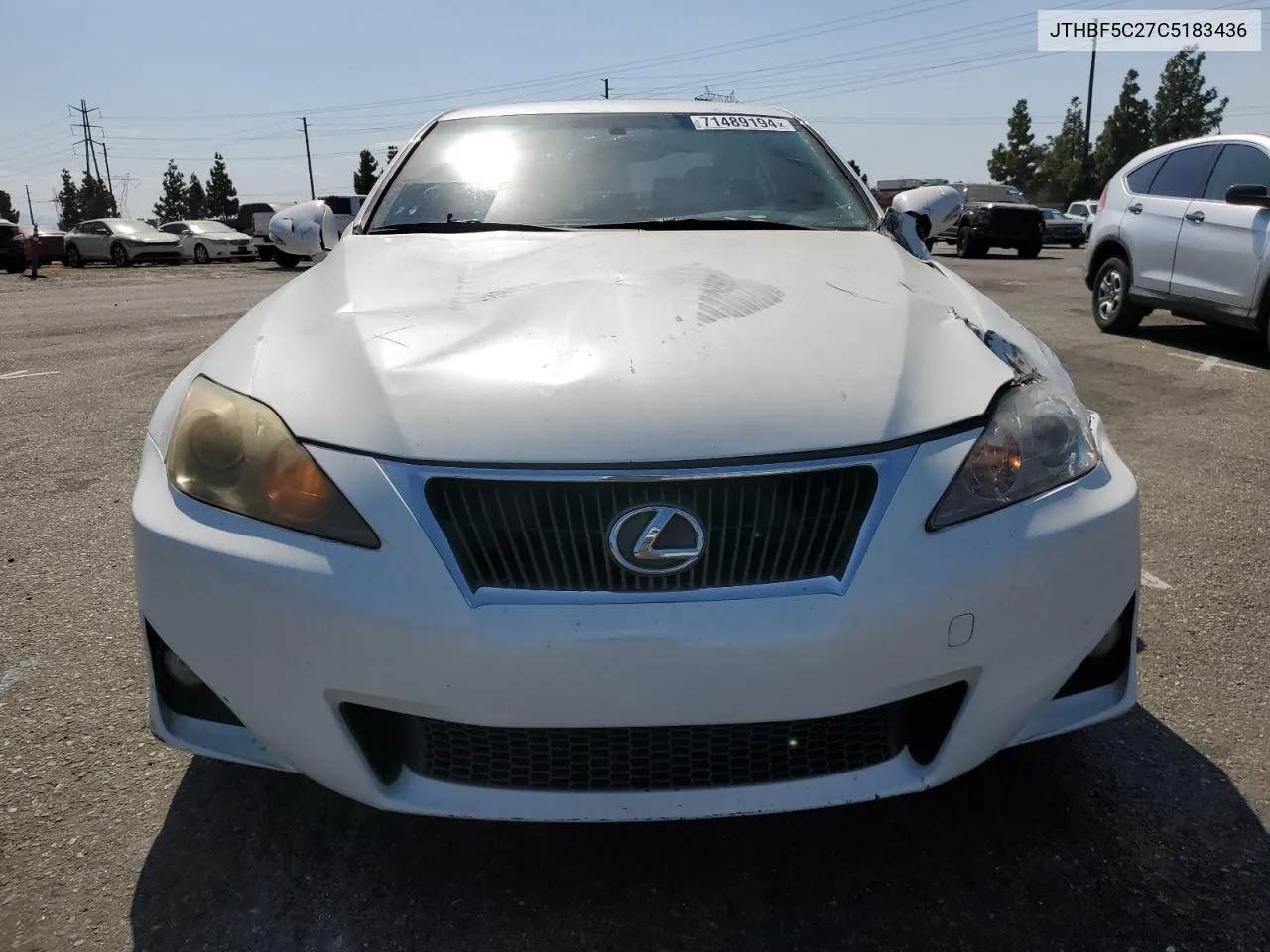 2012 Lexus Is 250 VIN: JTHBF5C27C5183436 Lot: 71489194