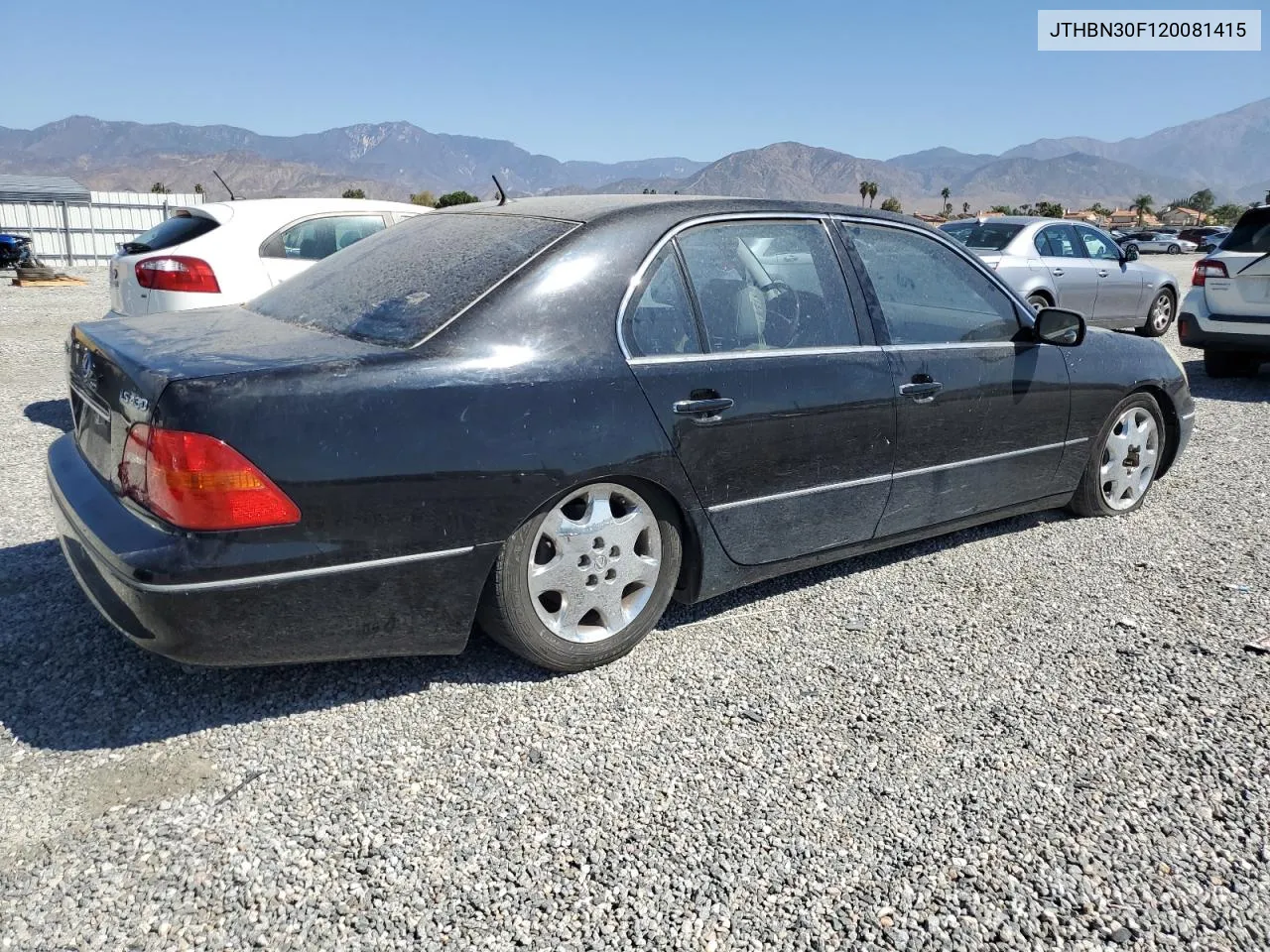 2002 Lexus Ls 430 VIN: JTHBN30F120081415 Lot: 72808494