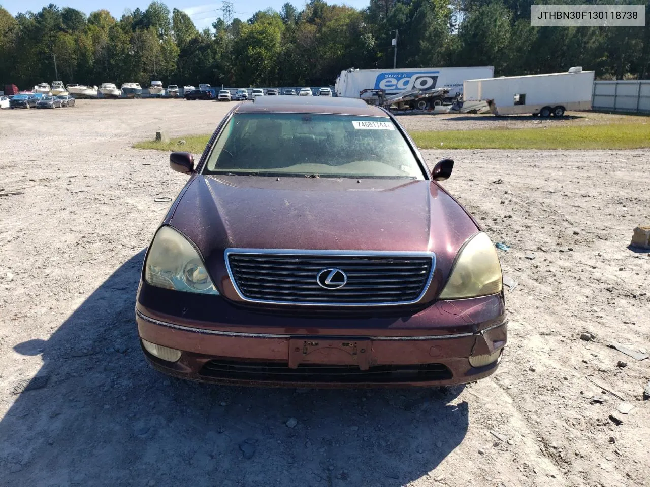 2003 Lexus Ls 430 VIN: JTHBN30F130118738 Lot: 74681744