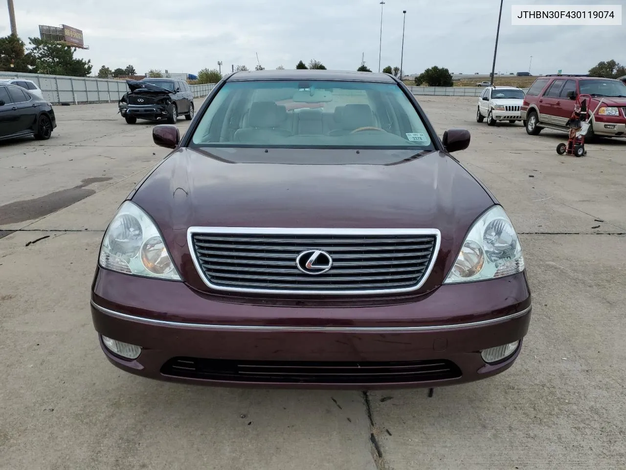 2003 Lexus Ls 430 VIN: JTHBN30F430119074 Lot: 77964764