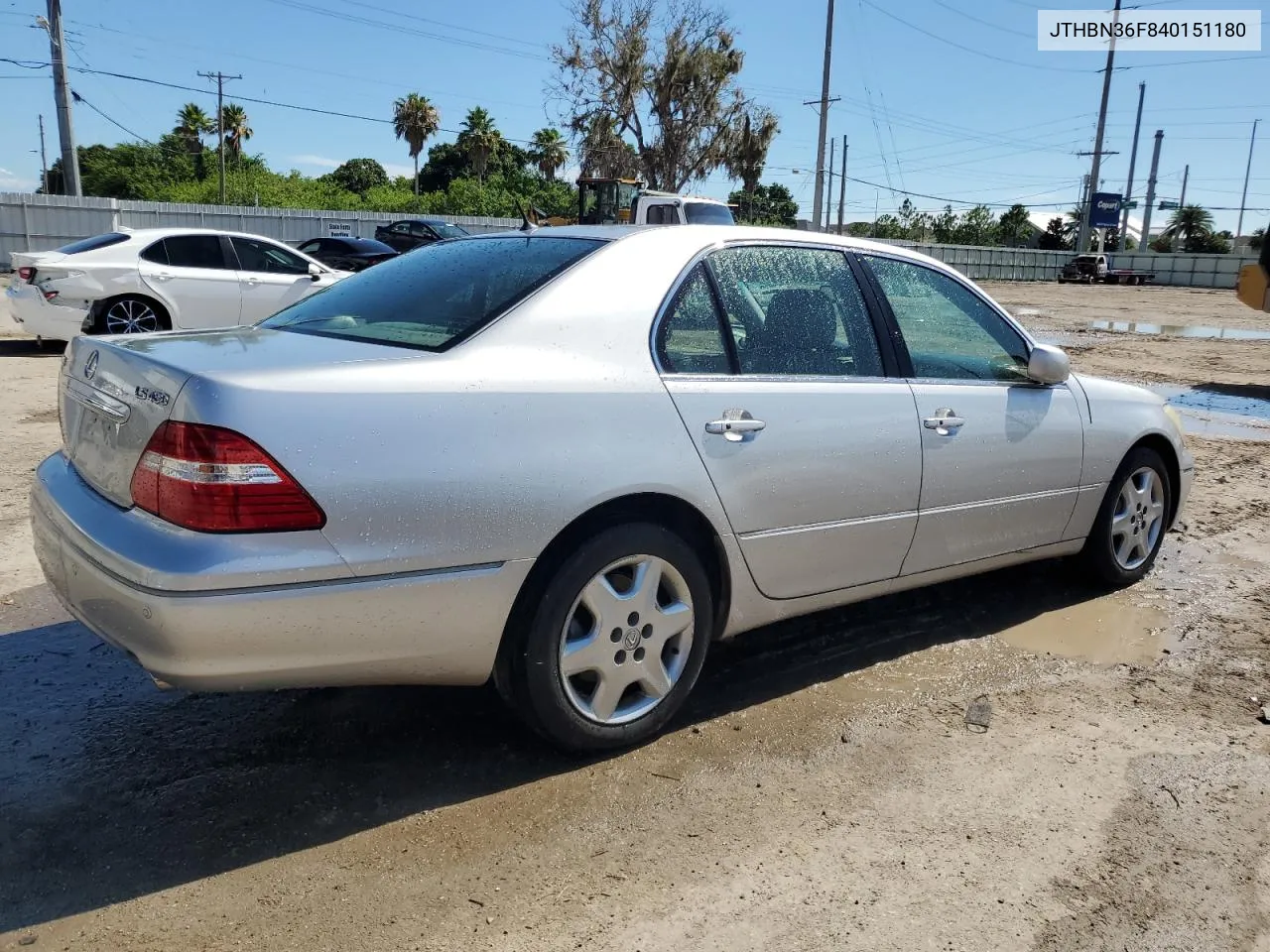 2004 Lexus Ls 430 VIN: JTHBN36F840151180 Lot: 60918784