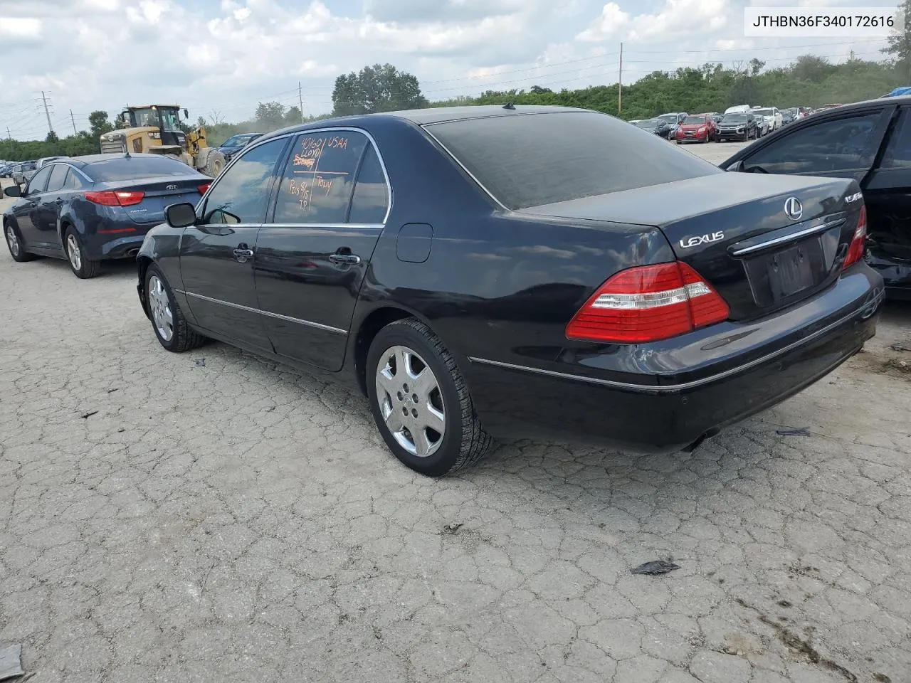 2004 Lexus Ls 430 VIN: JTHBN36F340172616 Lot: 68010464