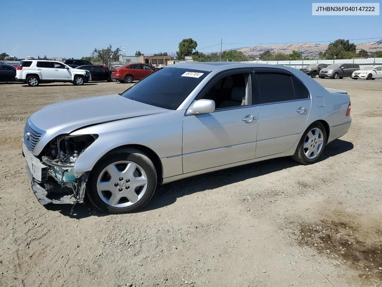 2004 Lexus Ls 430 VIN: JTHBN36F040147222 Lot: 69247484