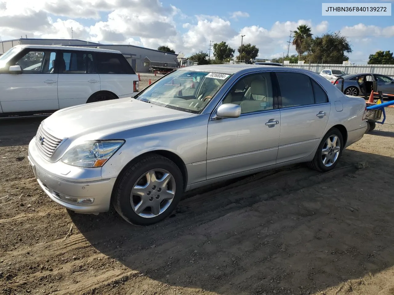 2004 Lexus Ls 430 VIN: JTHBN36F840139272 Lot: 70268084