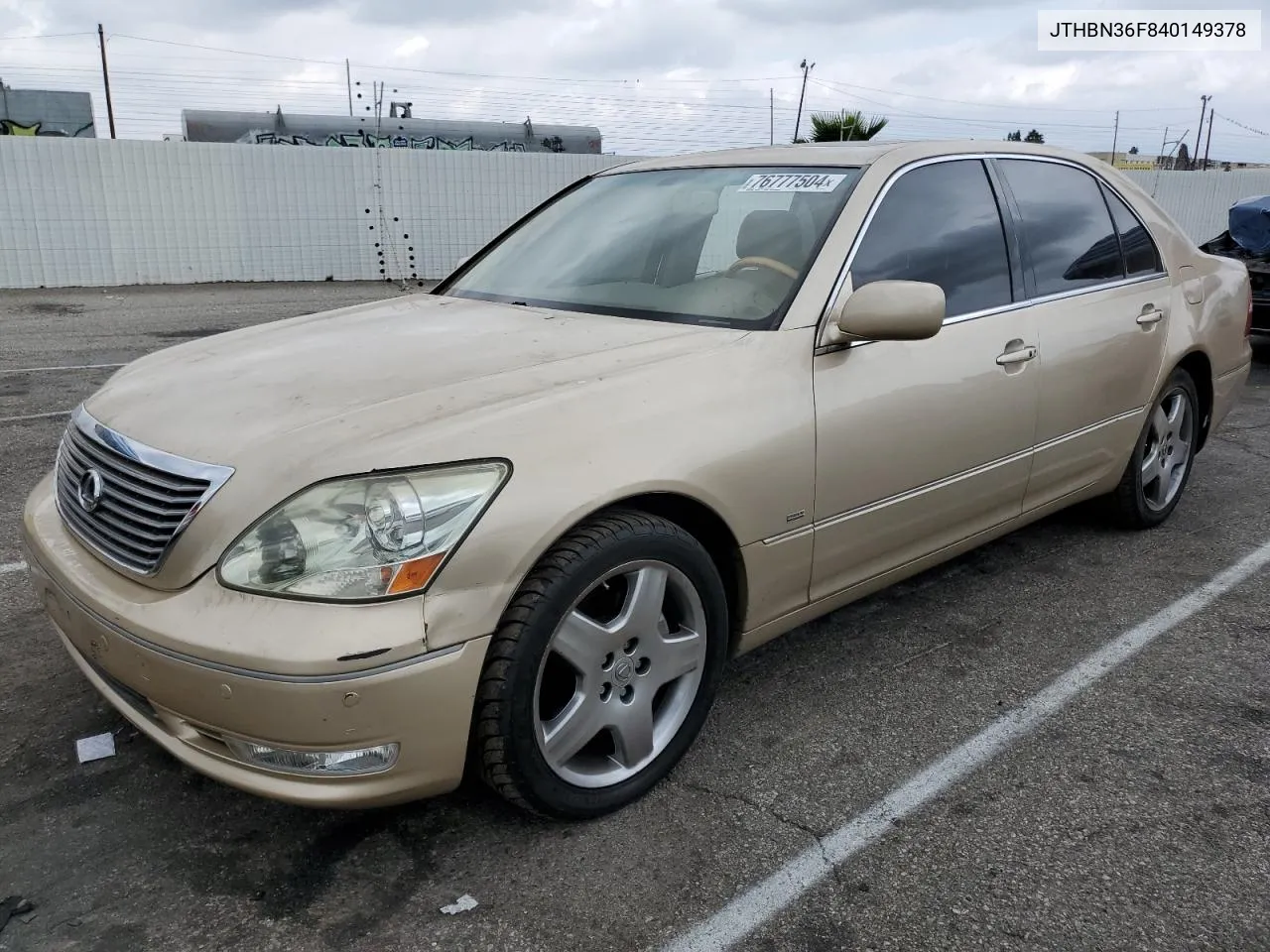 2004 Lexus Ls 430 VIN: JTHBN36F840149378 Lot: 76777504