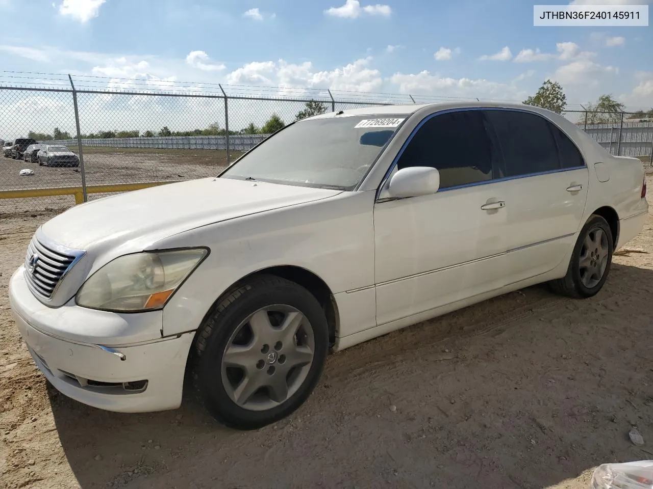 2004 Lexus Ls 430 VIN: JTHBN36F240145911 Lot: 77269204