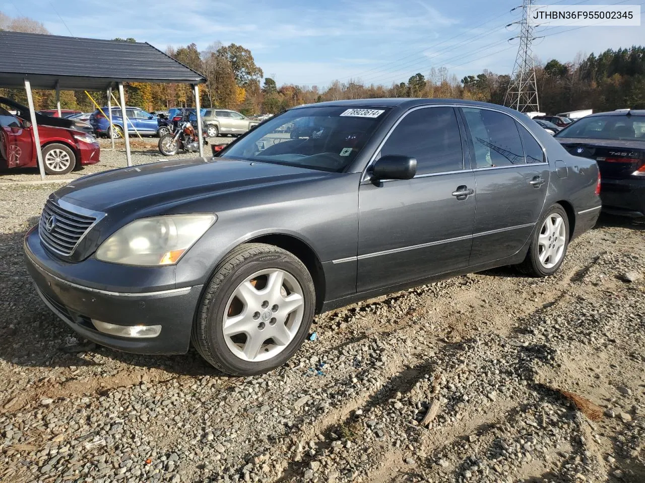 2005 Lexus Ls 430 VIN: JTHBN36F955002345 Lot: 78923614