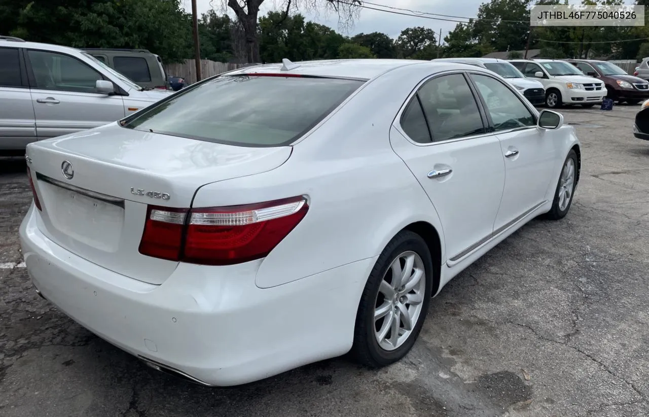 2007 Lexus Ls 460 VIN: JTHBL46F775040526 Lot: 73035854