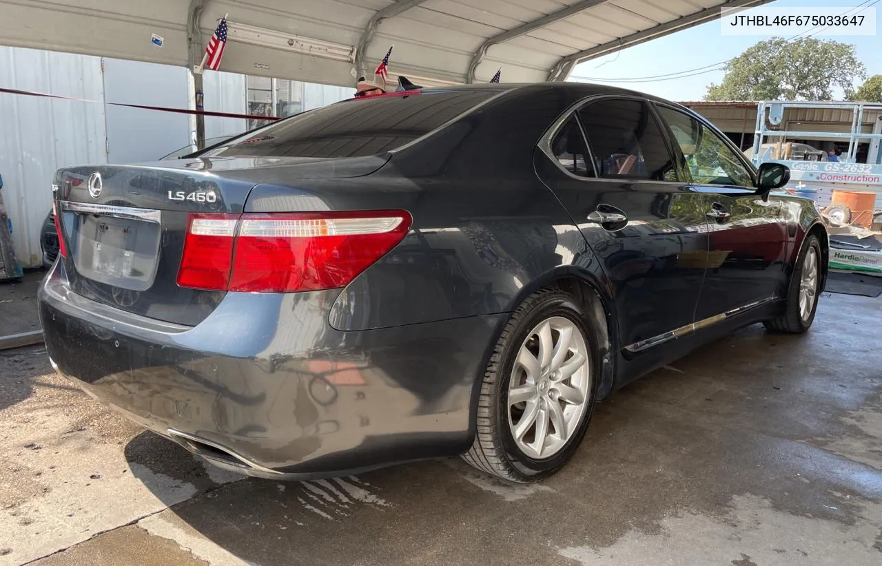 2007 Lexus Ls 460 VIN: JTHBL46F675033647 Lot: 75671044