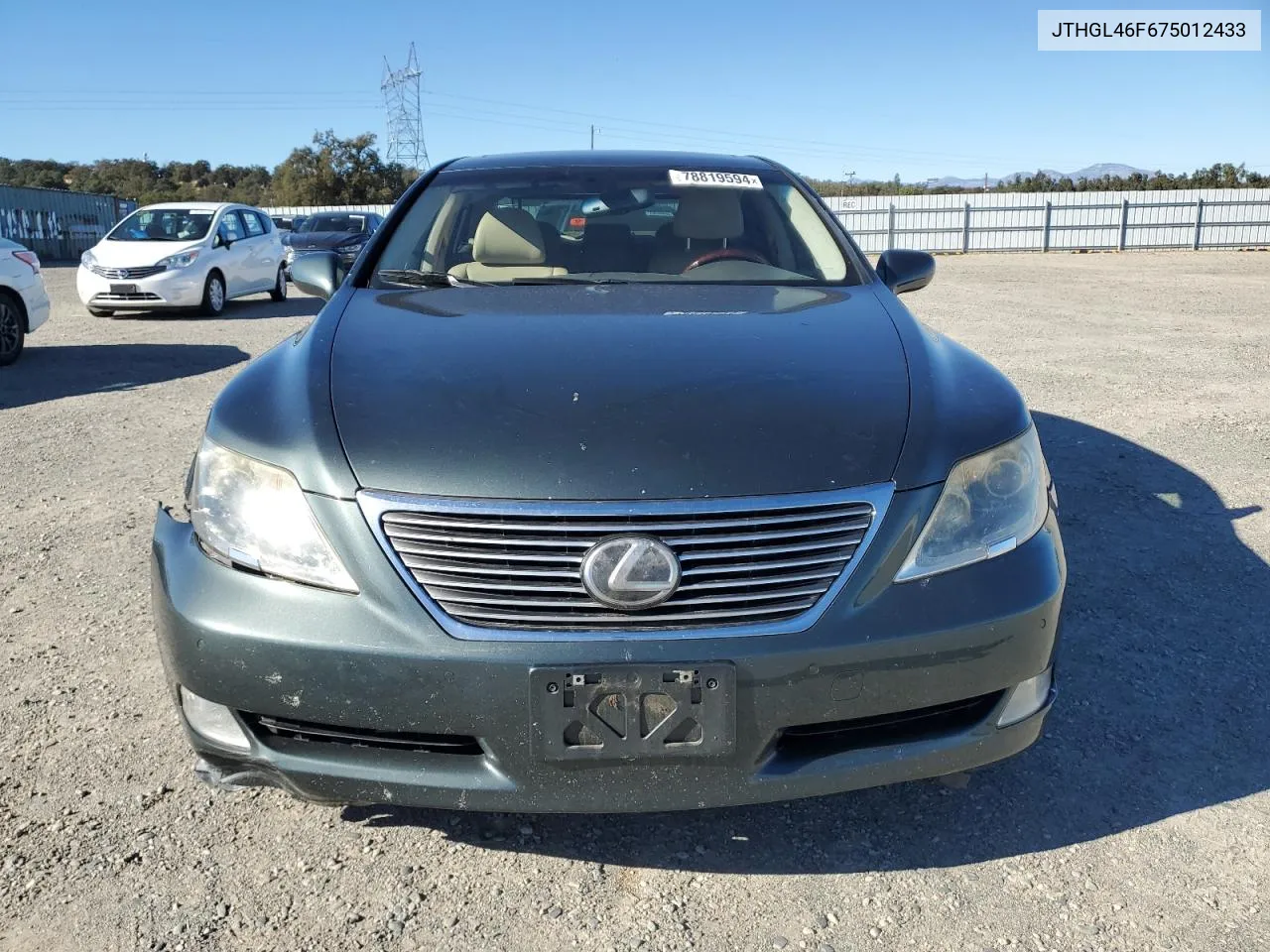 2007 Lexus Ls 460L VIN: JTHGL46F675012433 Lot: 78819594