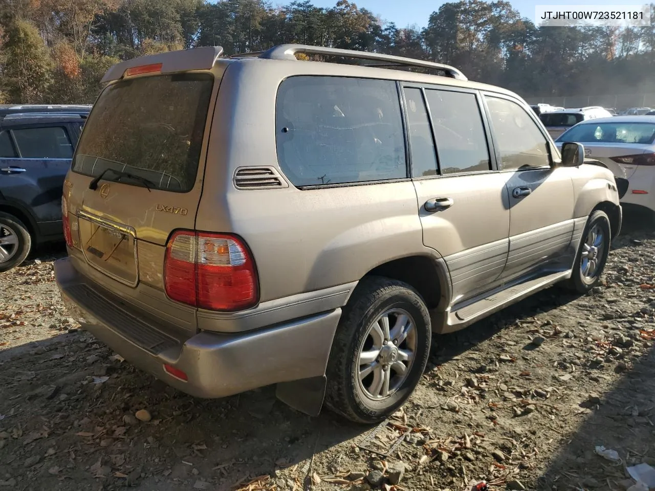 2002 Lexus Lx 470 VIN: JTJHT00W723521181 Lot: 78662114