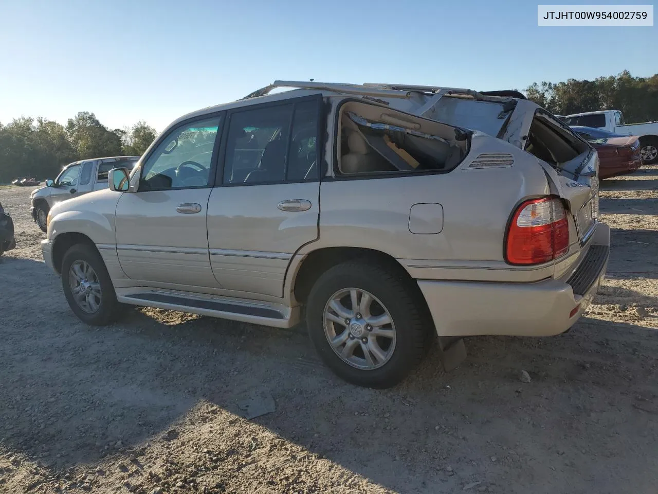 2005 Lexus Lx 470 VIN: JTJHT00W954002759 Lot: 75516254